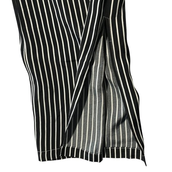 Maria Grazia Severi White Women's 46 Trouser Black White‎ Striped Viscose Slit - Picture 2 of 11
